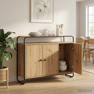 vidaXL Dressoir Artisanaal eiken 102 x 35 x 75 cm Bewerkt, Verzenden