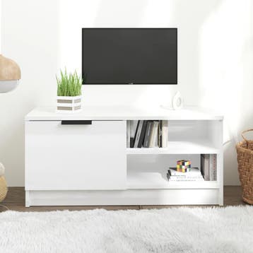 vidaXL Tv-meubel 80x35x36,5 cm bewerkt hout hoogglans wit, Verzenden, Nieuw