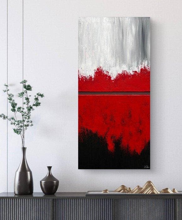 Cristina Talea - RED IMPACT 2 panels, Antiquités & Art, Art | Peinture | Moderne