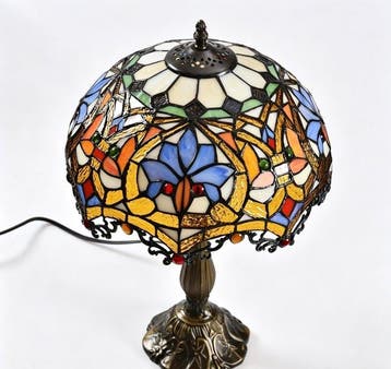 Lamp - Tiffany-stijl tafellamp met glas-in-lood - Metaal,