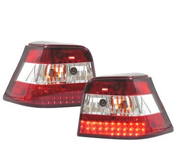 FEUX ARRIÈRE POUR VOLKSWAGEN VW GOLF 4 97-03 LED ROUGE CHROM, Verzenden