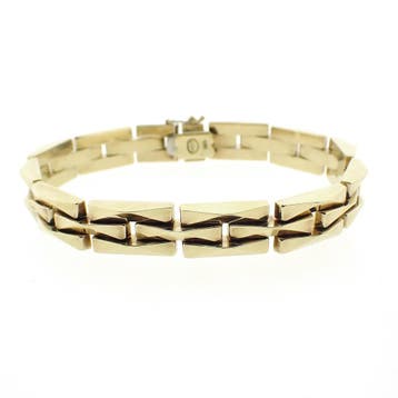 Gouden fantasie schakelarmband., Ophalen of Verzenden, Gebruikt, Goud, Goud