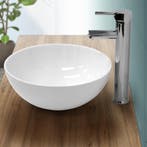 Ronde wastafel zonder overloop Ø 32x13,5 cm Wit keramiek Lux, Doe-het-zelf en Bouw, Sanitair, Verzenden, Nieuw