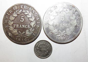 France. Napoléon I (1804-1814). Lot de 3 monnaies argent,, Postzegels en Munten, Munten | Europa | Niet-Euromunten