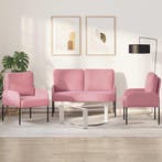 vidaXL Sofa-Sets met kussen 3 pcs Roze 115 x 56 x 80 cm, Verzenden, Nieuw