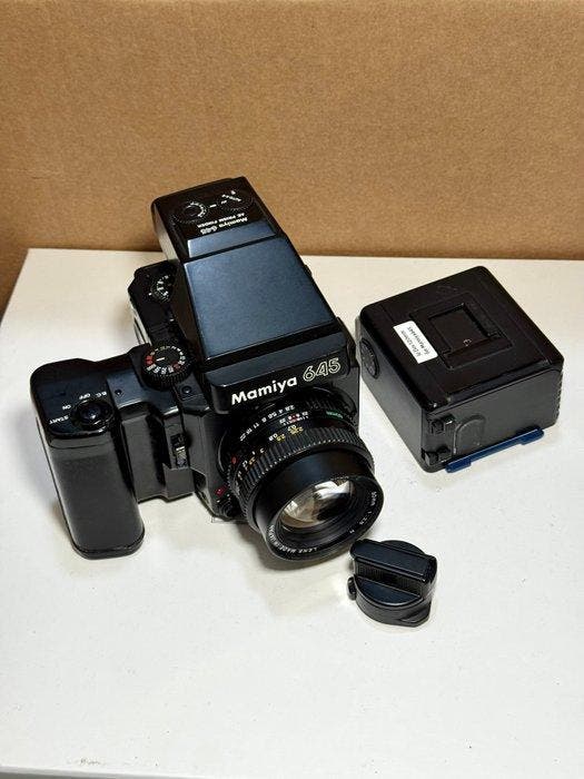 Mamiya M645 Super + motorgrip + 2,8/80mm + 2x back | 120 /, Audio, Tv en Foto, Fotocamera's Analoog