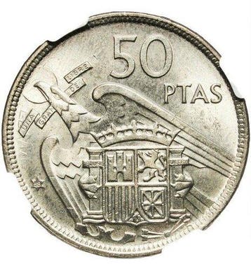 Spanje. Francisco Franco. 50 Pesetas 1957 - NGC MS64 (*58), Postzegels en Munten
