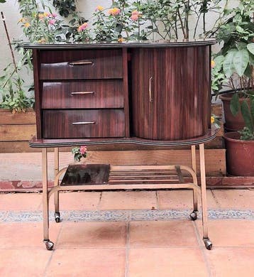 JOMAR - Bijzettafel - Model 710 - Hout, Staal, Chroom