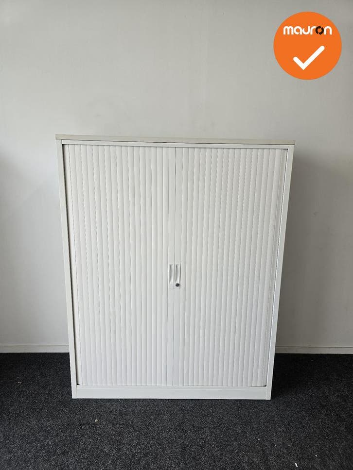 TDS Roldeurkast - 153x120x45cm - Wit met witte kunststof deu, Articles professionnels, Aménagement de Bureau & Magasin | Mobilier de bureau & Aménagement