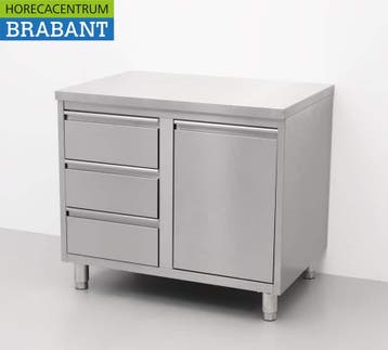 HCB inox Armoire de travail Table de travail Poubelle et 3, Verzenden