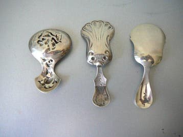 Lepel (3) - Zilver - Theeschepjes, Antiek en Kunst