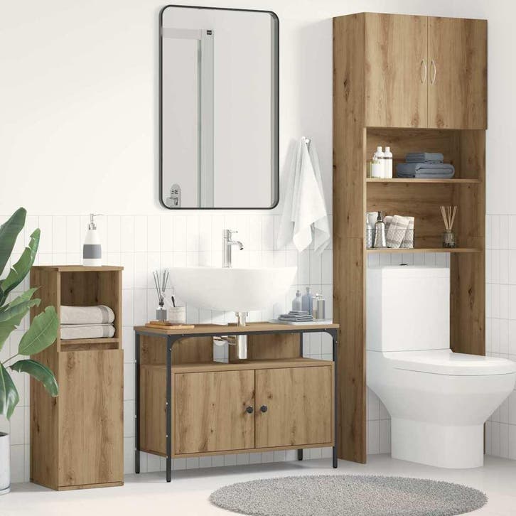 vidaXL Wastafel kabinet voor de badkamer artisanaal, Huis en Inrichting, Tafels | Kaptafels, Nieuw, Verzenden