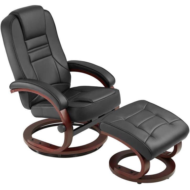 TV-fauteuil met krukje model 2 - zwart/bruin, Maison & Meubles, Chaises, Envoi