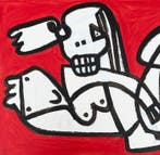 Gundi Falk (1966) - Étreinte cubiste sur fond rouge -