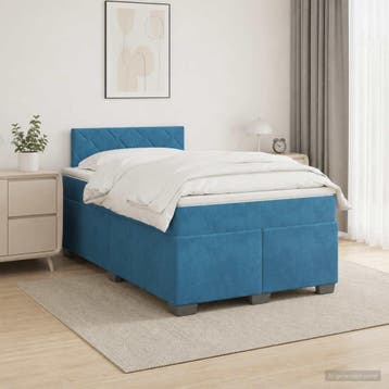 vidaXL Boxspringbed met matras Donkerblauw 120 x 200 cm, Verzenden, Nieuw