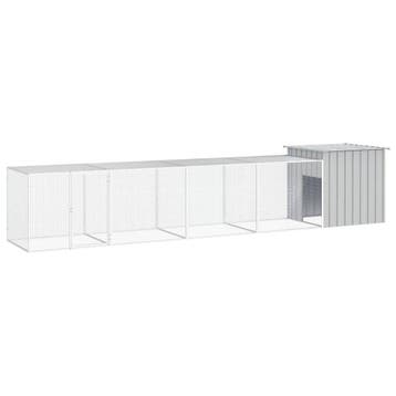 vidaXL Kippenhok 500x91x100 cm gegalvaniseerd staal grijs, Verzenden, Nieuw