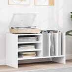 vidaXL Platenkast met plank Wit 78,5 x 35 x 45 cm Bewerkt, Huis en Inrichting, Verzenden, Nieuw