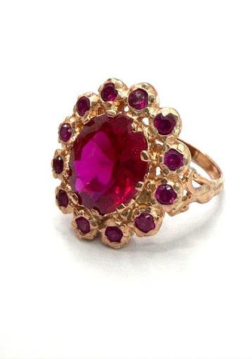 Zonder minimumprijs - Ring - 9 kt. Roségoud, Zilver Spinel, Nieuw