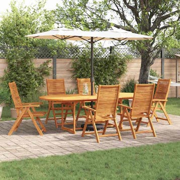 vidaXL Tuin Eettafel Set 7 st Bruin Massief Acacia Hout, Verzenden, Nieuw
