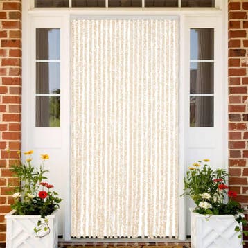 vidaXL Vliegengordijn 100x200 cm chenille beige en wit, Verzenden
