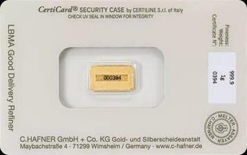1 gram - Goud .999 - C. Hafner - Verzegeld en met, Postzegels en Munten