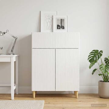 vidaXL Dressoir met lade Hoogglans Wit 66 x 34,5 x 90 cm, Verzenden, Nieuw