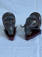 Figuur - Cloisonne Elephants - Brons - China (Zonder