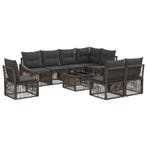 vidaXL Tuinbank Set 9 pcs Grijs poly rattan, Verzenden, Nieuw