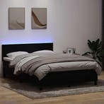 vidaXL Boxspring met matras en LED fluweel zwart 160x210 cm, Verzenden, Nieuw