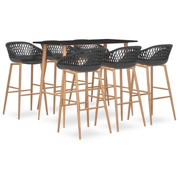 vidaXL 7-delige Barset zwart en grijs, Huis en Inrichting, Verzenden, Nieuw