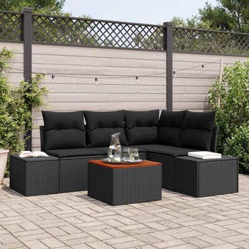 vidaXL Tuinbank Set 5 st Zwart poly rattan, Tuin en Terras, Tuinsets en Loungesets, Verzenden, Nieuw
