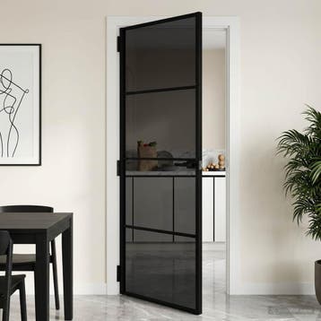 vidaXL Interne Deur 76 x 201,5 cm Gehard glas en aluminium, Doe-het-zelf en Bouw, Verzenden, Nieuw