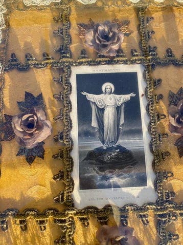 Reliekhouder - Glas, Textiel - 1850-1900