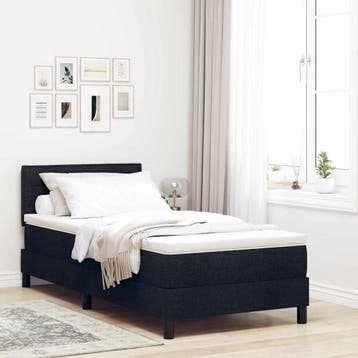 vidaXL Boxspring bed met matras met LED Zwart 90 x 190 cm, Verzenden