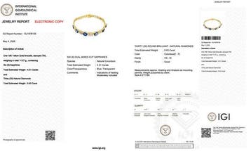 Armband - 18 karaat Geel goud - 5.14ct. tw. Saffier -, Nieuw
