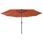 vidaXL Parasol met LED-verlichting 400 cm terracottakleurig, Verzenden, Nieuw