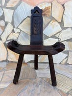 Stoel - Hout - Spaanse Brutalistische Stoel, Antiek en Kunst