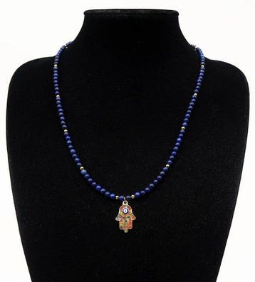 Lapis lazuli - Hanger Hand van Fatima - Beschermt tegen pech