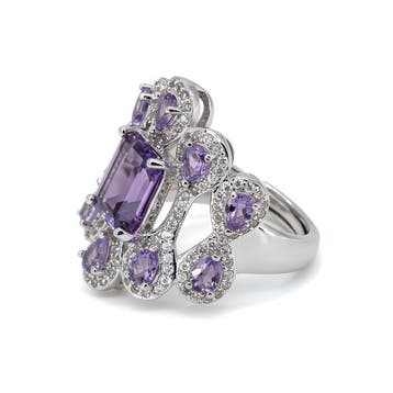 Sans prix de réserve - Bague Plaqué or Améthyste - Topaze -