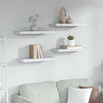 vidaXL Wandplank 4 st Wit Marmer 60 x 23,5 x 3,8 cm Bewerkt, Verzenden, Nieuw