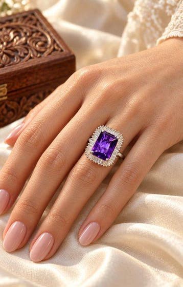 Zonder minimumprijs - Ring Zilver - 7.14ct. tw. Amethist, Nieuw