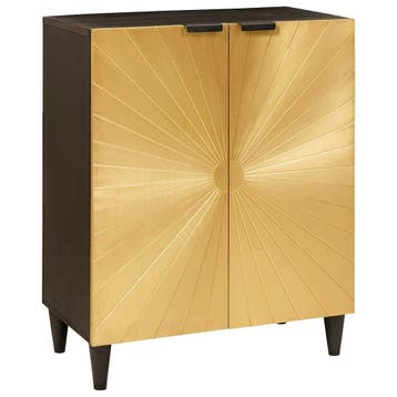 vidaXL Dressoir Zwart en Goud 60 x 33 x 75 cm Massief Mango, Verzenden