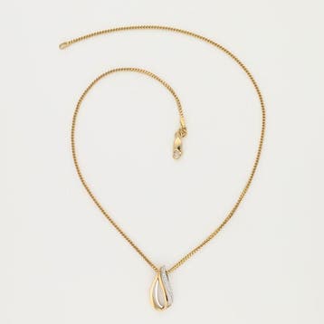 Ketting met hanger - 18 karaat Geel goud, Witgoud Diamant