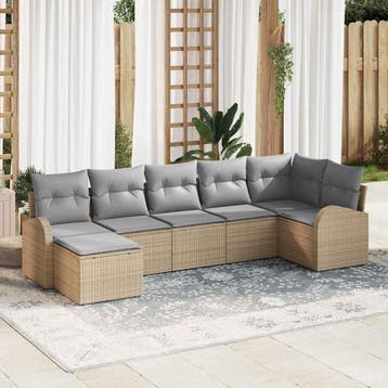 vidaXL Bankstel 7 st Beige poly rattan, Verzenden, Nieuw