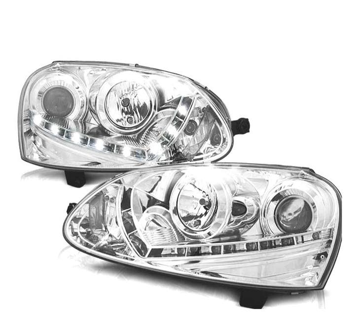 Phares Pour Volkswagen Vw Golf Mk5 03-08 Daylight Chromé, Auto-onderdelen, Verlichting, Verzenden