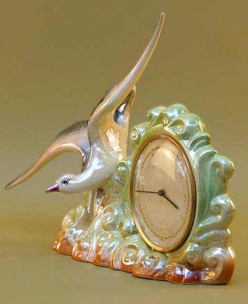 Horloge et parure de cheminée (3) - Faïencerie Artistique de, Antiquités & Art
