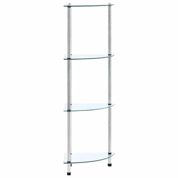 vidaXL Kastje 4-laags 30x30x100 cm gehard glas transparant, Verzenden, Nieuw