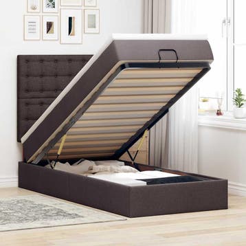 vidaXL Bed poef met matras en LEDs 90x200 cm stof, Verzenden