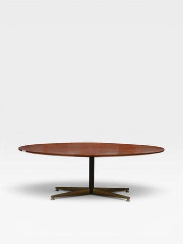 Tafel - Hout, Metaal - Ovale salontafel in Mid-Century