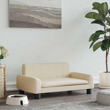 vidaXL Hondenmand 70x45x30 cm stof crèmekleurig, Verzenden